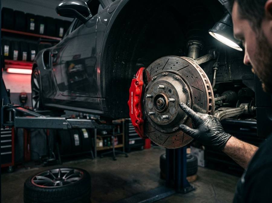 Brake System Service at FJ AUTOS auto workshop, D.H.A. Phase 2, Karachi